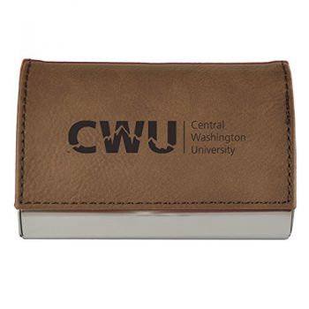 PU Leather Business Card Holder - Central Washington Wildcats