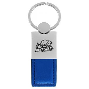 Modern Leather and Metal Keychain - Bucknell Bison