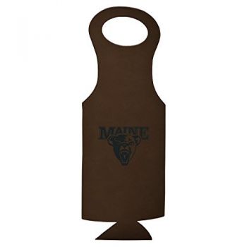 Velour Leather Wine Tote Carrier - Maine Bears