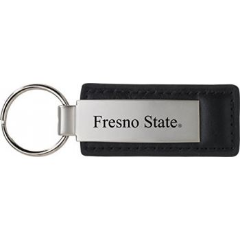 Stitched Leather and Metal Keychain - Fresno State Bulldogs
