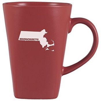 14 oz Square Ceramic Coffee Mug - Massachusetts State Outline - Massachusetts State Outline