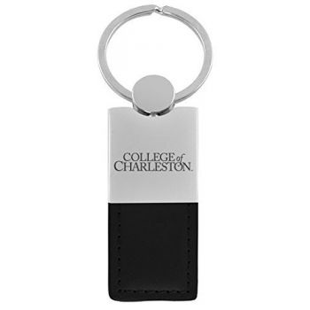 Modern Leather and Metal Keychain - College of Charleston