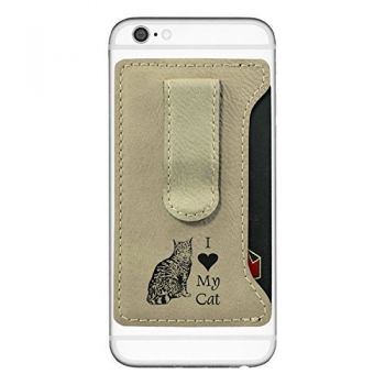 Cell Phone Card Holder Wallet with Money Clip  - I Love My Cat