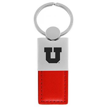 Modern Leather and Metal Keychain - Utah Utes