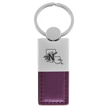 Modern Leather and Metal Keychain - Northwestern State Demons