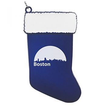 Pewter Stocking Christmas Ornament - Boston City Skyline