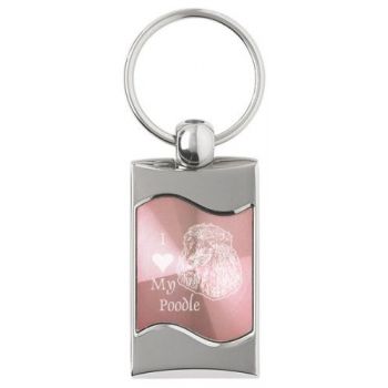 Keychain Fob with Wave Shaped Inlay  - I Love My Poodle