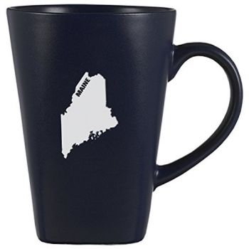 14 oz Square Ceramic Coffee Mug - Maine State Outline - Maine State Outline