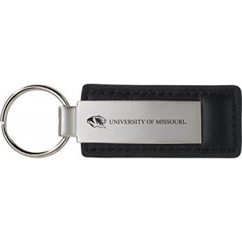 Stitched Leather and Metal Keychain - Mizzou Tigers