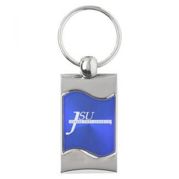 Keychain Fob with Wave Shaped Inlay - Jackson State Tigers