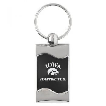 Keychain Fob with Wave Shaped Inlay - Iowa Hawkeyes