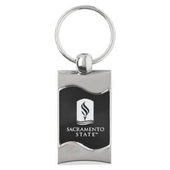 Keychain Fob with Wave Shaped Inlay - Sacramento State Hornets