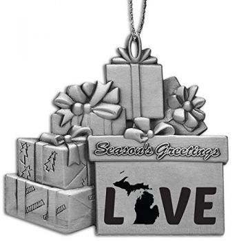 Pewter Gift Display Christmas Tree Ornament - Michigan Love - Michigan Love
