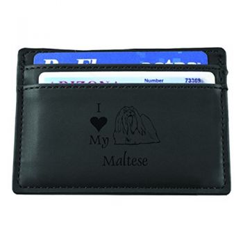 Slim Wallet with Money Clip  - I Love My Maltese