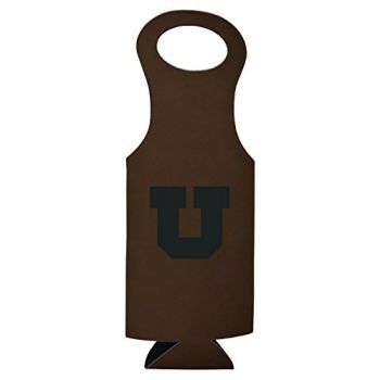 Velour Leather Wine Tote Carrier - Utah Utes