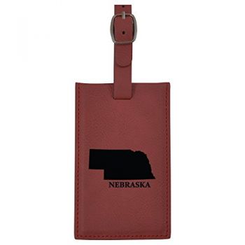 Travel Baggage Tag with Privacy Cover - Nebraska State Outline - Nebraska State Outline