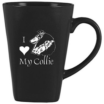 14 oz Square Ceramic Coffee Mug  - I Love My Collie