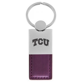Modern Leather and Metal Keychain - TCU Horned Frogs