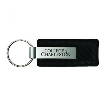 Carbon Fiber Styled Leather and Metal Keychain - College of Charleston