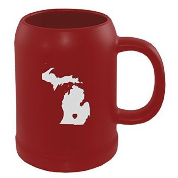 22 oz Ceramic Stein Coffee Mug - I Heart Michigan - I Heart Michigan