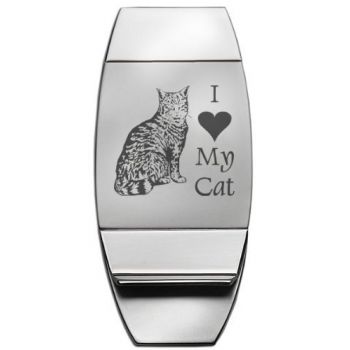 Stainless Steel Money Clip  - I Love My Cat