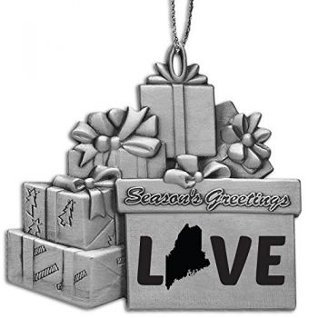 Pewter Gift Display Christmas Tree Ornament - Maine Love - Maine Love