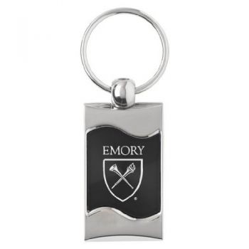 Keychain Fob with Wave Shaped Inlay - Emory Eagles