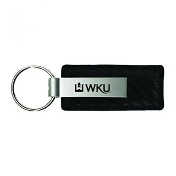 Carbon Fiber Styled Leather and Metal Keychain - Western Kentucky Hilltoppers
