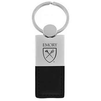 Modern Leather and Metal Keychain - Emory Eagles