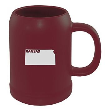 22 oz Ceramic Stein Coffee Mug - Kansas State Outline - Kansas State Outline