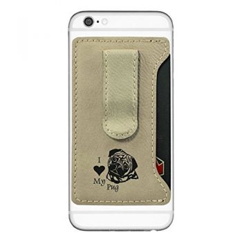 Cell Phone Card Holder Wallet with Money Clip  - I Love My Pug