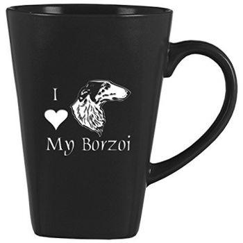 14 oz Square Ceramic Coffee Mug  - I Love My Borzoi