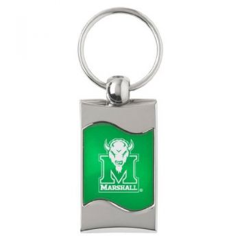 Keychain Fob with Wave Shaped Inlay - Marshall Thundering Herd