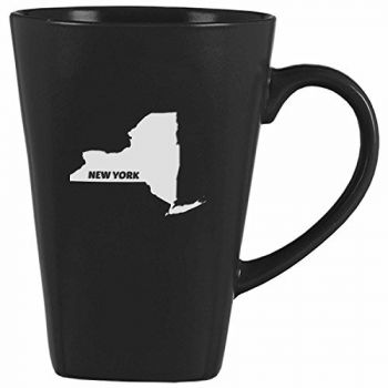 14 oz Square Ceramic Coffee Mug - New York State Outline - New York State Outline