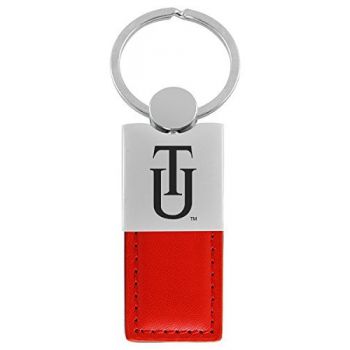 Modern Leather and Metal Keychain - Tuskegee Tigers