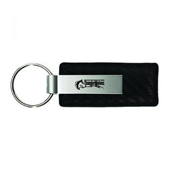 Carbon Fiber Styled Leather and Metal Keychain - CSU Pueblo Thunderwolves