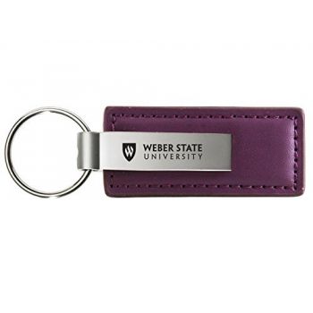 Stitched Leather and Metal Keychain - Weber State Wildcats