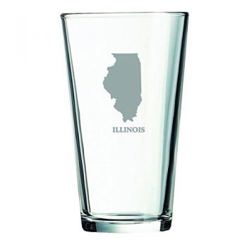 16 oz Pint Glass  - Illinois State Outline - Illinois State Outline