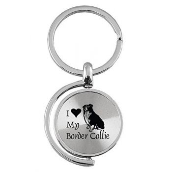 Spinner Round Keychain  - I Love My Border Collie