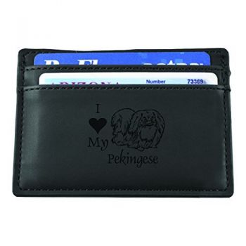 Slim Wallet with Money Clip  - I Love My Pekingese