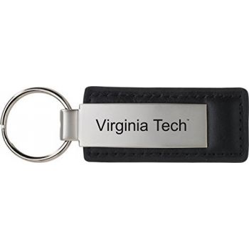 Stitched Leather and Metal Keychain - Virginia Tech Hokies