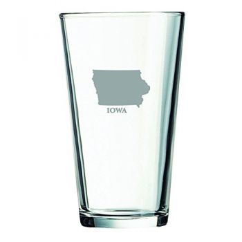 16 oz Pint Glass  - Iowa State Outline - Iowa State Outline