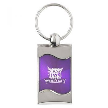 Keychain Fob with Wave Shaped Inlay - Weber State Wildcats