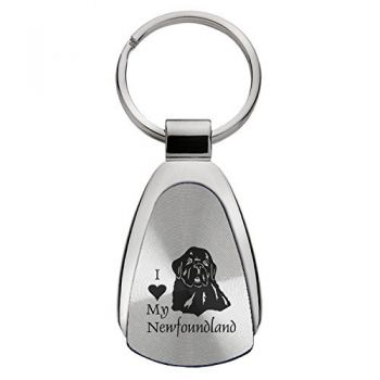 Teardrop Shaped Keychain Fob  - I Love My Newfoundland Dog