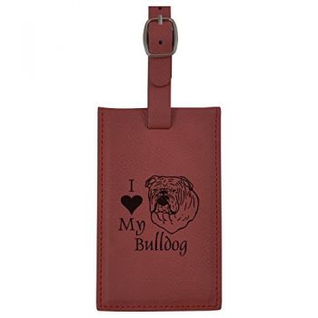 Travel Baggage Tag with Privacy Cover  - I Love My Bull Dog