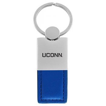 Modern Leather and Metal Keychain - UConn Huskies