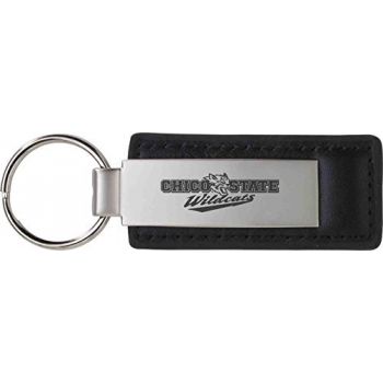 Stitched Leather and Metal Keychain - CSU Chico Wildcats