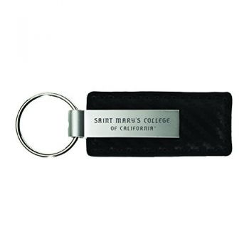 Carbon Fiber Styled Leather and Metal Keychain - St. Mary's Gaels