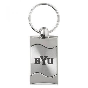 Keychain Fob with Wave Shaped Inlay - BYU Cougars