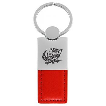 Modern Leather and Metal Keychain - Temple Owls